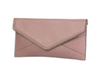 Castlecrag - Light Pink Genuine Leather Clutch With Zipper Detailing