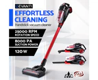 Devanti Handheld Vacuum Cleaner Cordless Stick Handstick Car Vacuum Cleaners Bagless Rechargeable 2-Speed 120W Red & Black