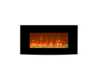 1500W 36" Black Curved Wall Mounted Electric Fireplace, Heater, Fire, Flame
