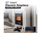 2000W Wood Veneer Electric Fireplace Heater Mantel Flame White