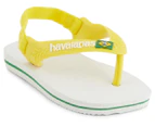 Havaianas Baby Brasil Logo Thong - White/Yellow/Citrus 