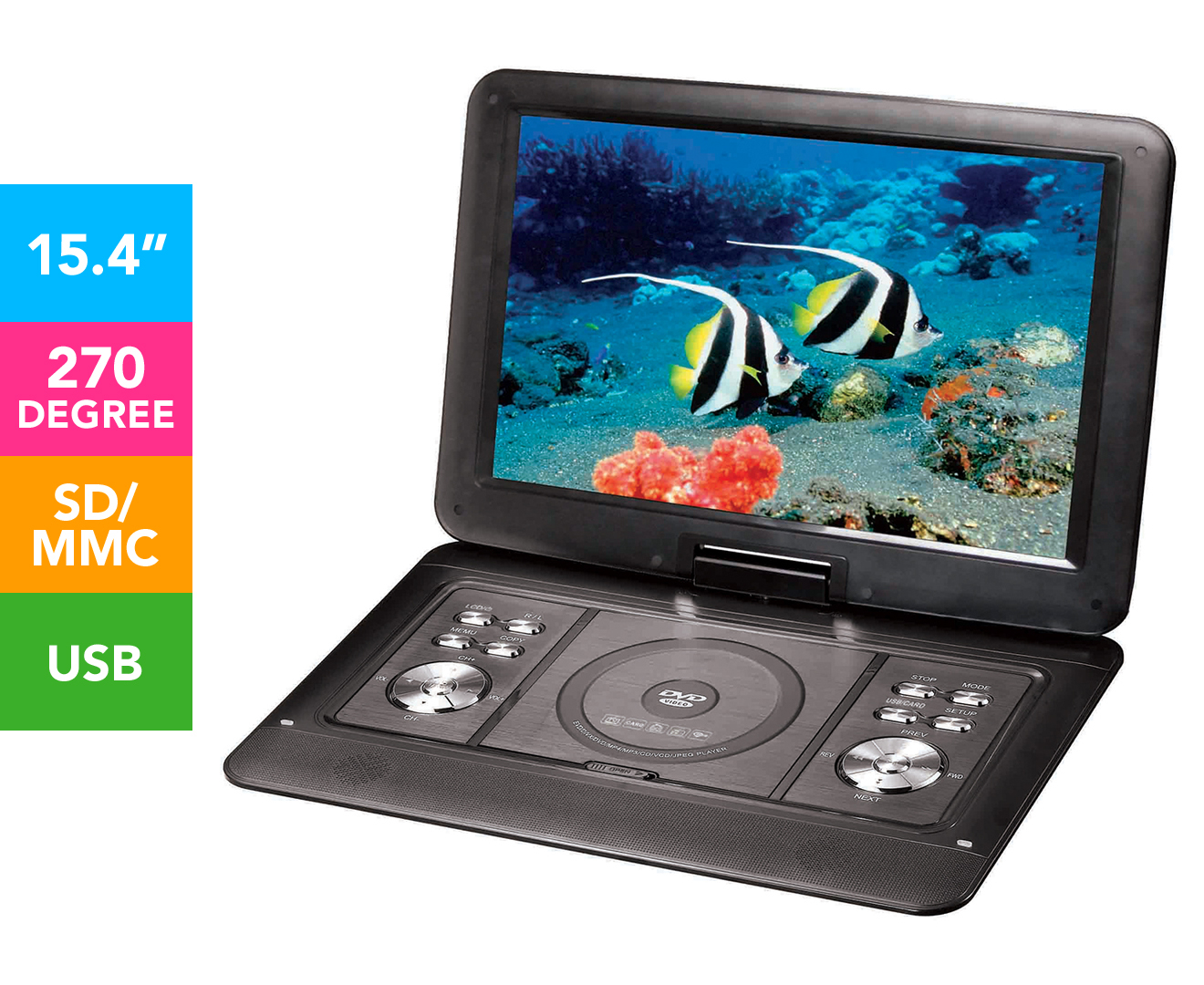 LENOXX 15.4-Inch Swivel Portable DVD Player | Catch.com.au