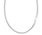 Sterling Silver Rhodium Plated Round Dome Omega Chain Necklace, 4mm, 16" - White