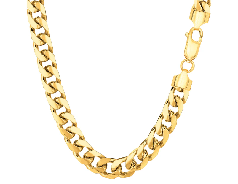 14k Yellow Gold Miami Cuban Link Chain Necklace, Width 6.9mm - Yellow