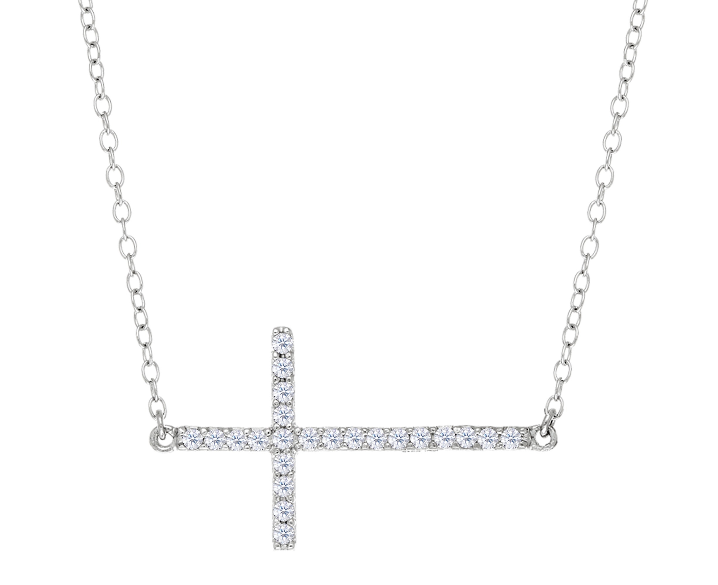 cz sideways cross necklace