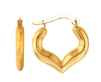10k Yellow Gold Shiny Heart Shape Fancy Hoop Earrings, Diameter  18mm - Yellow