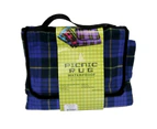 Brand New One Picnic Rug - Vinyl Backed Check Design 180x140cm Purple