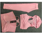 Select Mall 3 Piece Set Women Yoga Set Sports Suit Running Fitness Tops Vest Workout