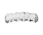 One Size Fits All Bling Grillz - DOUBLE DECK TOP - Silver - Silver
