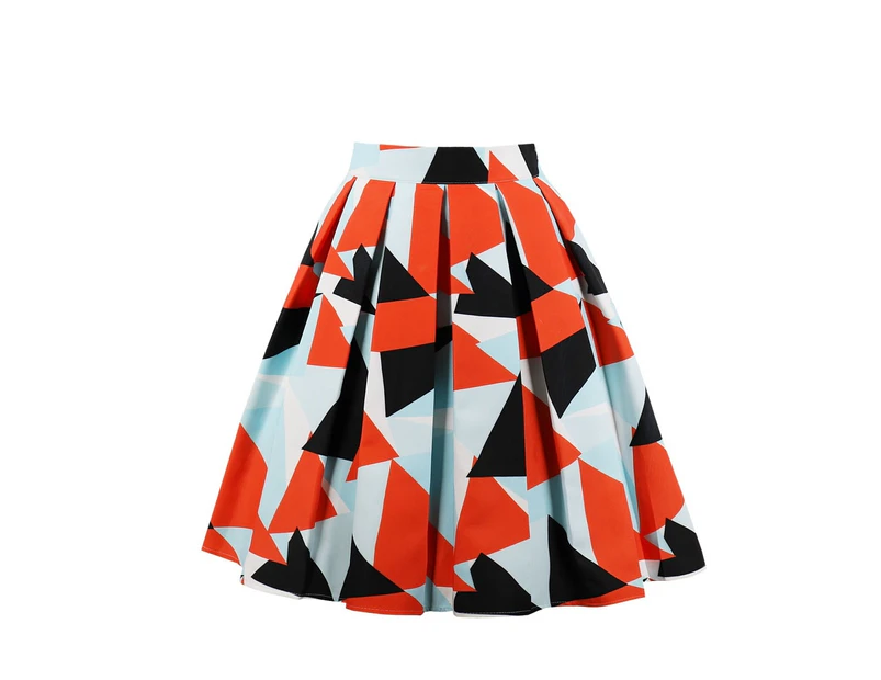 ECJ - Pretty Geometric Print Skirt - Red