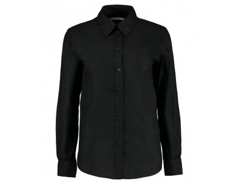Kustom Kit Womens Workplace Long Sleeve Oxford Blouse (Black) - RW6328