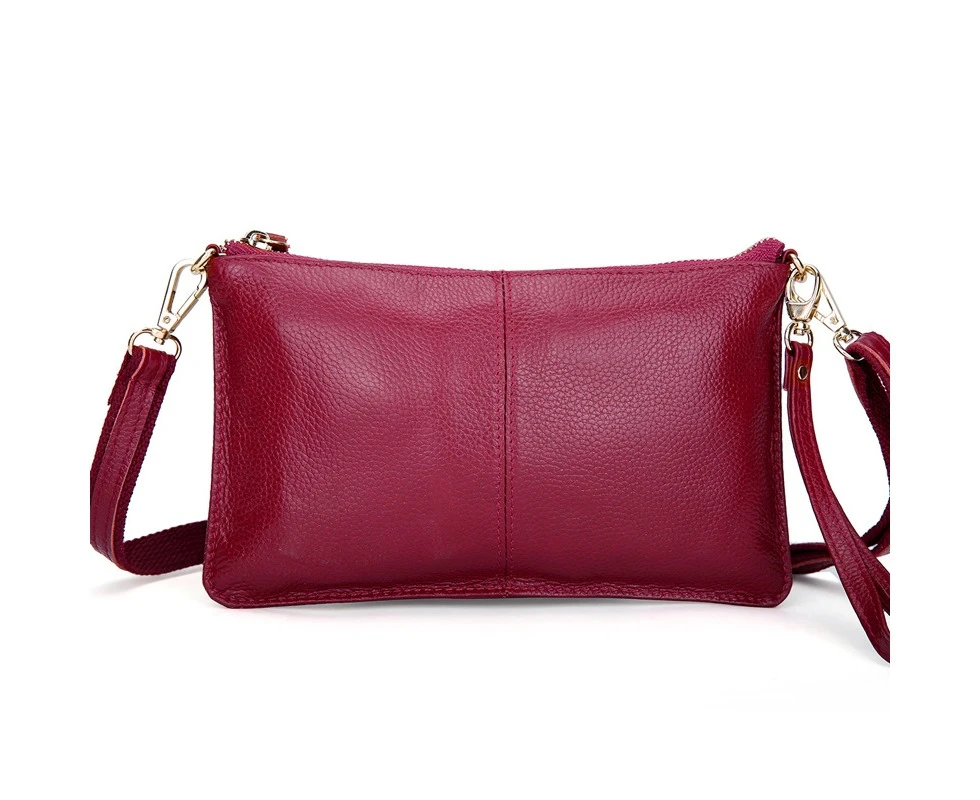 OUTNICE Women Genuine Leather Clutch Handbag Crossbody Shoulder/Wristlet Purse for Casual Shopping - Red