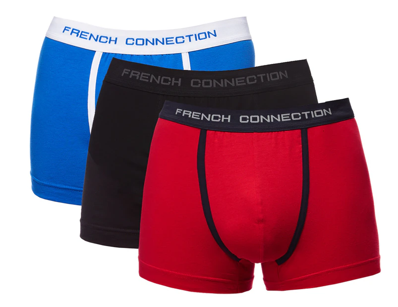 French Connection Men's Boxer Shorts 3-Pack - Black/Red/Blue