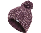 Trespass Girls Epstein Knitted Acrylic Pom Pom Warm Winter Beanie Hat - Potent Purple Fleck