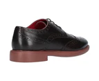 Lambretta Mens Spencer Leather Lace-Up Classic Brogue Shoes - Dark Brown
