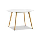 Scandinavian White 1.2M Round Dining Set with 6x White Hay Scoop Padded Bentwood Chairs