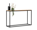 Scandinavian Oak Timber Console Hallway Table with Industrial Black Metal Frame