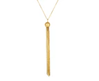 14k Yellow Gold Diamond Cut Ball Multi Strand Chain Tassel Necklace, 18" - Yellow