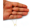 14K Yellow Gold Mini Crescent Moon Pendant Necklace, 16" To 18" Adjustable - Yellow