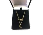 14k Yellow Gold Moon And Star On Single In to Double Graduated Strand Necklace, 18" - Yellow 2