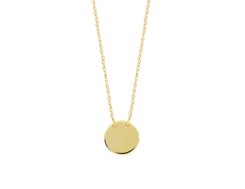 14K Yellow Gold Mini Engravable Disk Pendant Necklace, 16" To 18" Adjustable - Yellow