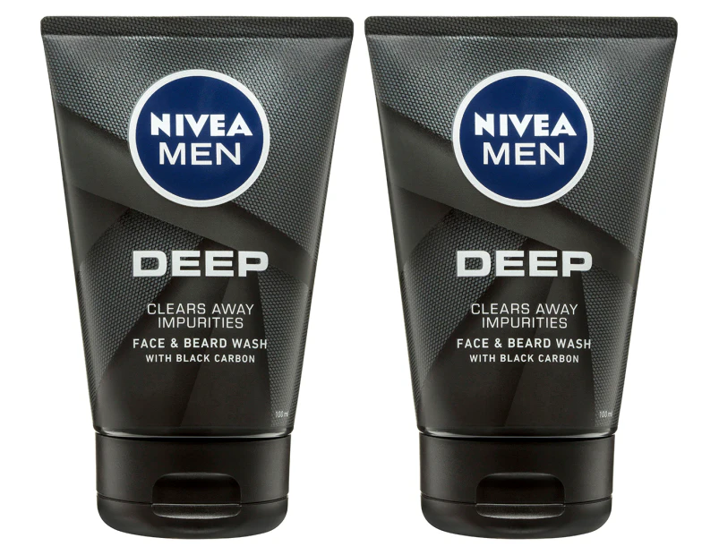 2 x Nivea Men Deep Face & Beard Wash 100mL