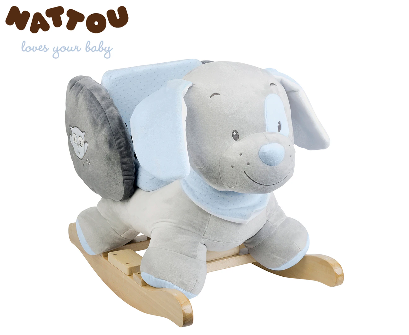 Nattou Rocker Soft Cushioned Toby The Dog Baby 10-36m w/Wooden Base 32x62cm