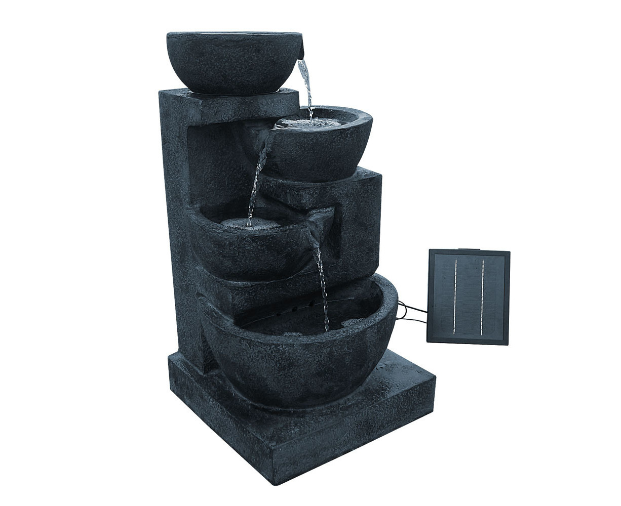 Blue Water Fountain Garden Feature Set - Indoor/Outdoor 4 Tier ...