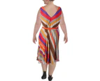 Lauren Ralph Lauren Womens Plus Striped Asymmetric Wrap Dress