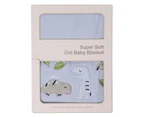 My Baby Super Soft Cot Baby Blanket - Dinotopia Blue