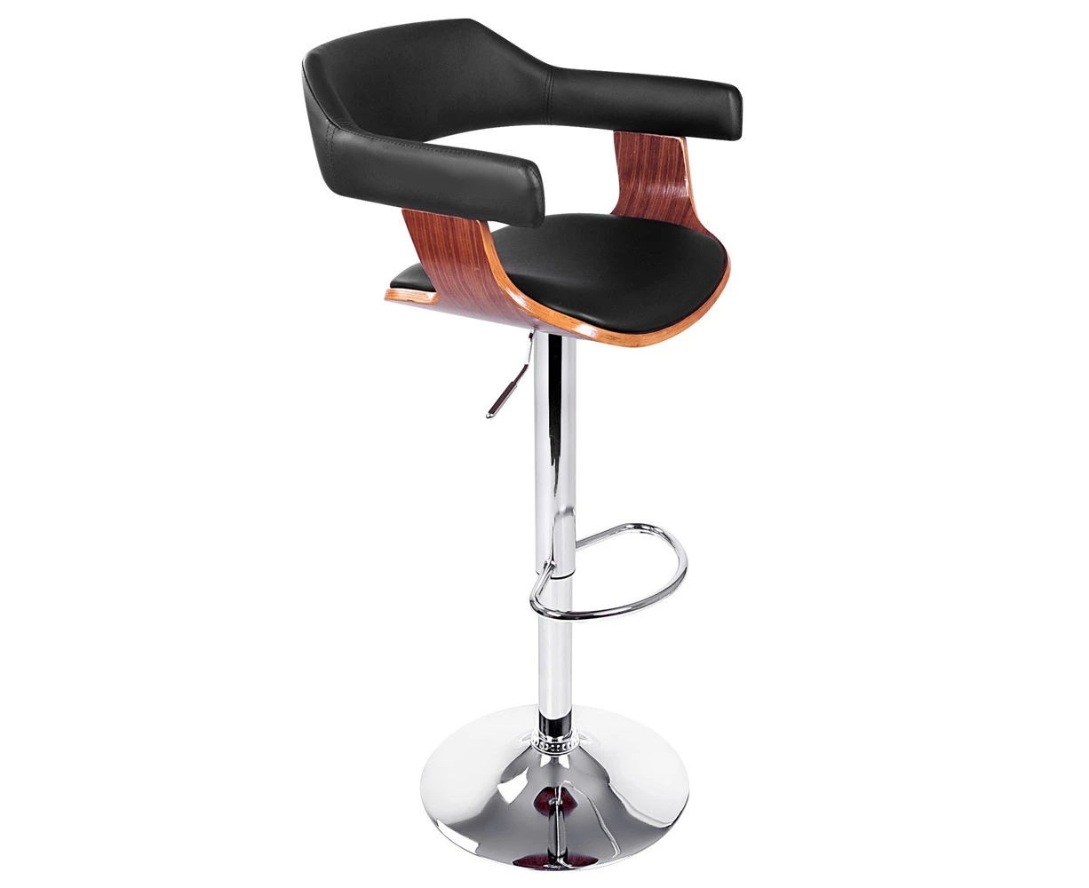 PU Leather Wooden Bar Stool Black