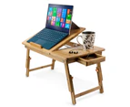 Aleratec Natural Bamboo Adjustable Laptop Stand Up to 15in Folding Bed Table