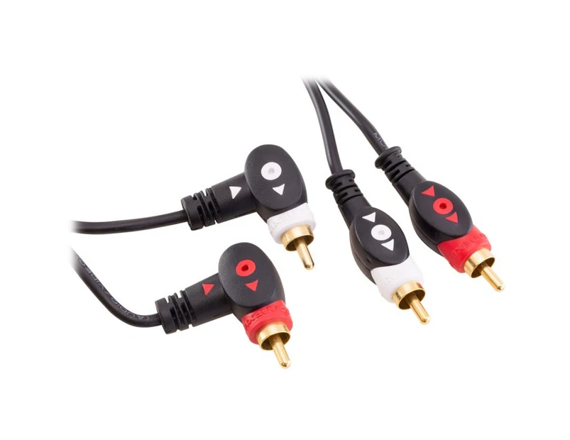 MAL139 CONNEXIA 1.2M 2X RCA To 2X Right Angle 2X RCA To 2X RCA Audio Lead  2X RCA Plugs To 2X Right-Angle RCA Plugs  1.2M 2X RCA TO 2X RIGHT ANGLE