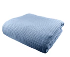 Premium 100% Egyptian Cotton Waffle Blanket for Queen King Size Bed 220x240cm Mid Blue