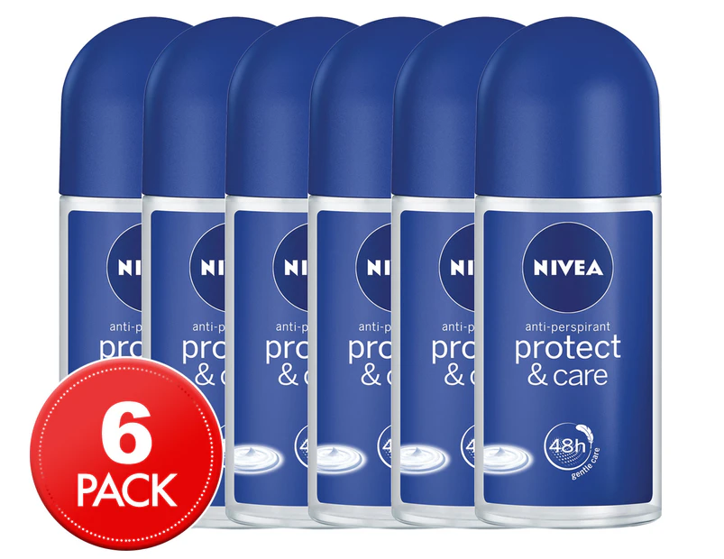6 x Nivea Protect & Care Anti-Perspirant Roll-On 50mL