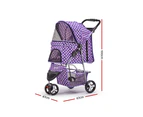 i.Pet Pet Stroller Dog Cat Cage Carrier Travel Pushchair Foldable Pram 3 Wheels Purple