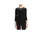 Private Label Womens Cashmere Embellished Crewneck Sweater