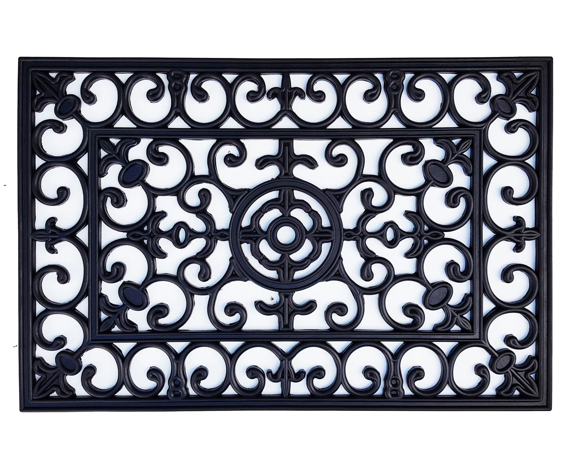 Fleur De Lis Rubber Doormat Large - Black