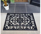 Fleur De Lis Rubber Doormat Large - Black
