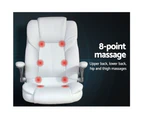 Artiss 8 Point Massage Office Chair PU Leather White