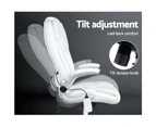 Artiss 8 Point Massage Office Chair PU Leather White