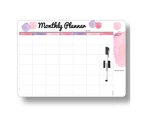 Whiteboard Planner Magnetic "Monthly Planner" Pink Landscape. Australian Made & Owned.