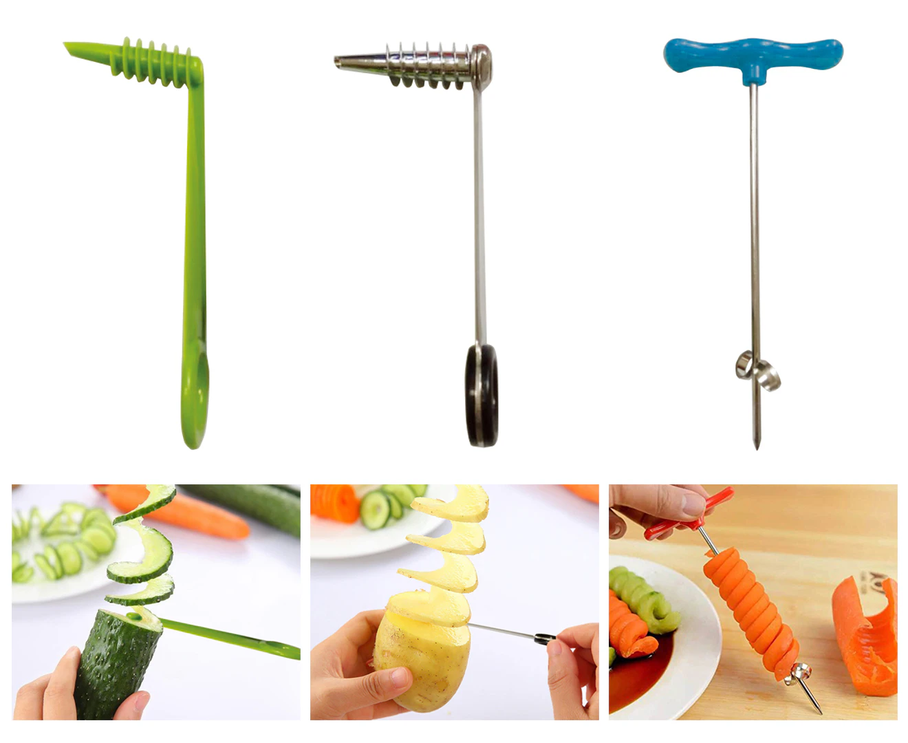 3pc Innobella Kitchen Gadget Spiral Maxx Vegetable/Veggie Cutter/Slicer Knife