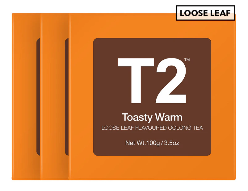 3 x T2 Toasty Warm Oolong Loose Leaf Tea Gift Cube 100g