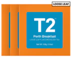 3 x T2 Perth Breakfast Loose Leaf Tea Gift Cube 100g