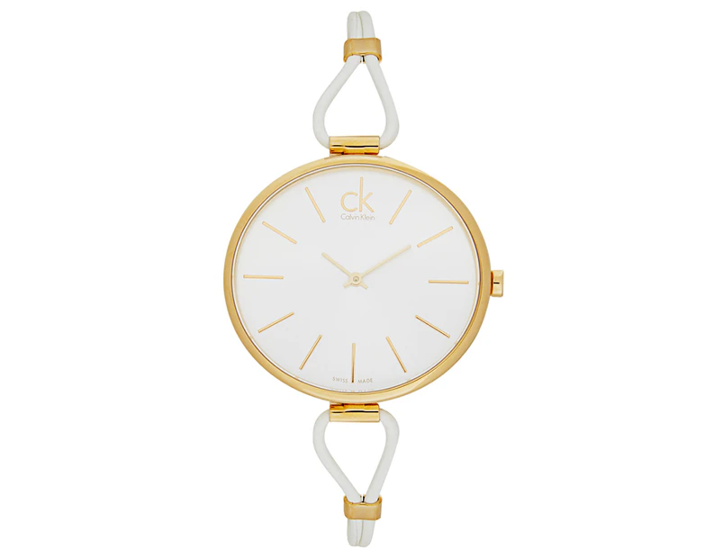Calvin Klein Women's 38mm Selection Leather Watch - White/Gold