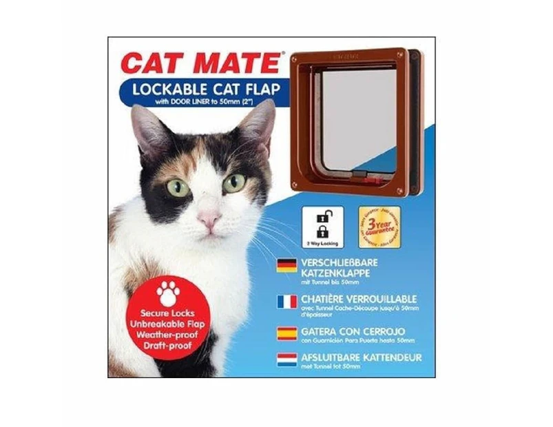 Cat Mate 4 Way Locking Cat Flap Brown
