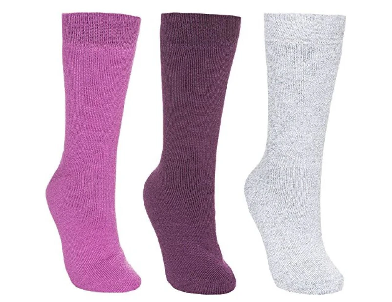 Trespass Womens Alert Thermal Boot Socks (Pack Of 3) (Purple Orchid/Potent Purple/Grey Marl) - TP180