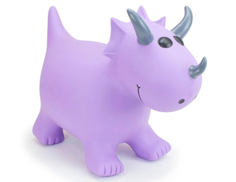 HappyHopperz Purple Triceratops Dino Ride-On Toy