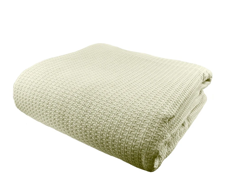 Premium 100% Egyptian Cotton Waffle Blanket for Single / King Single / Double Size Bed 180x230cm Cream